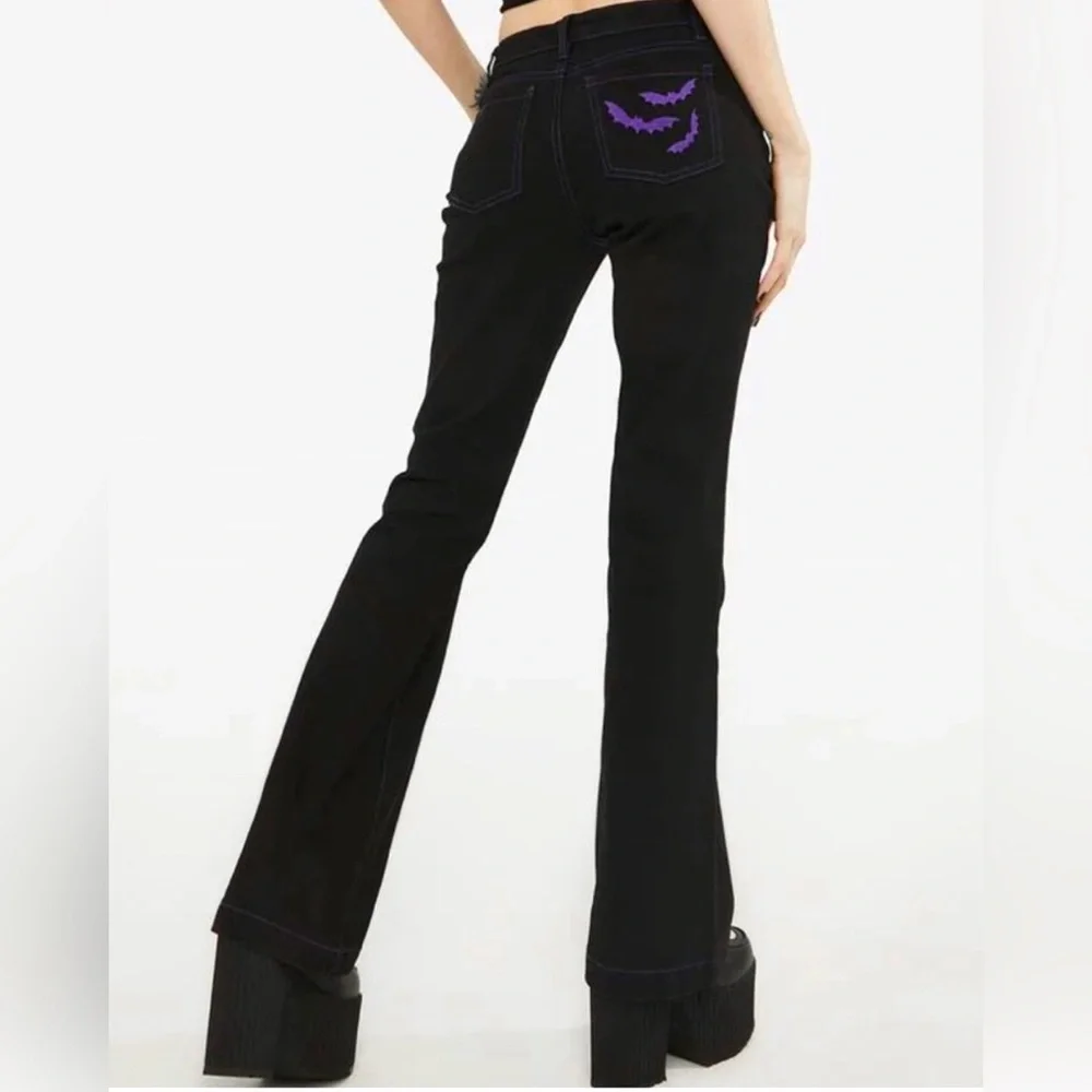BNWT!✨🆕Dolls Kill x Graveyard Girls Black & Purple Flared bottoms Sz S!🦇BNWT! - Picture 4 of 9